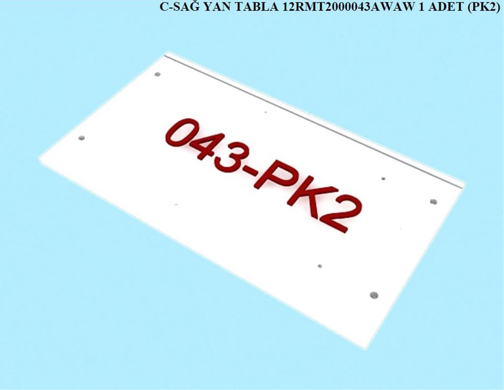 12RMT2000043AWAW, T.MASASI T.MS.SAG YAN TABLA / HG.BEYAZ