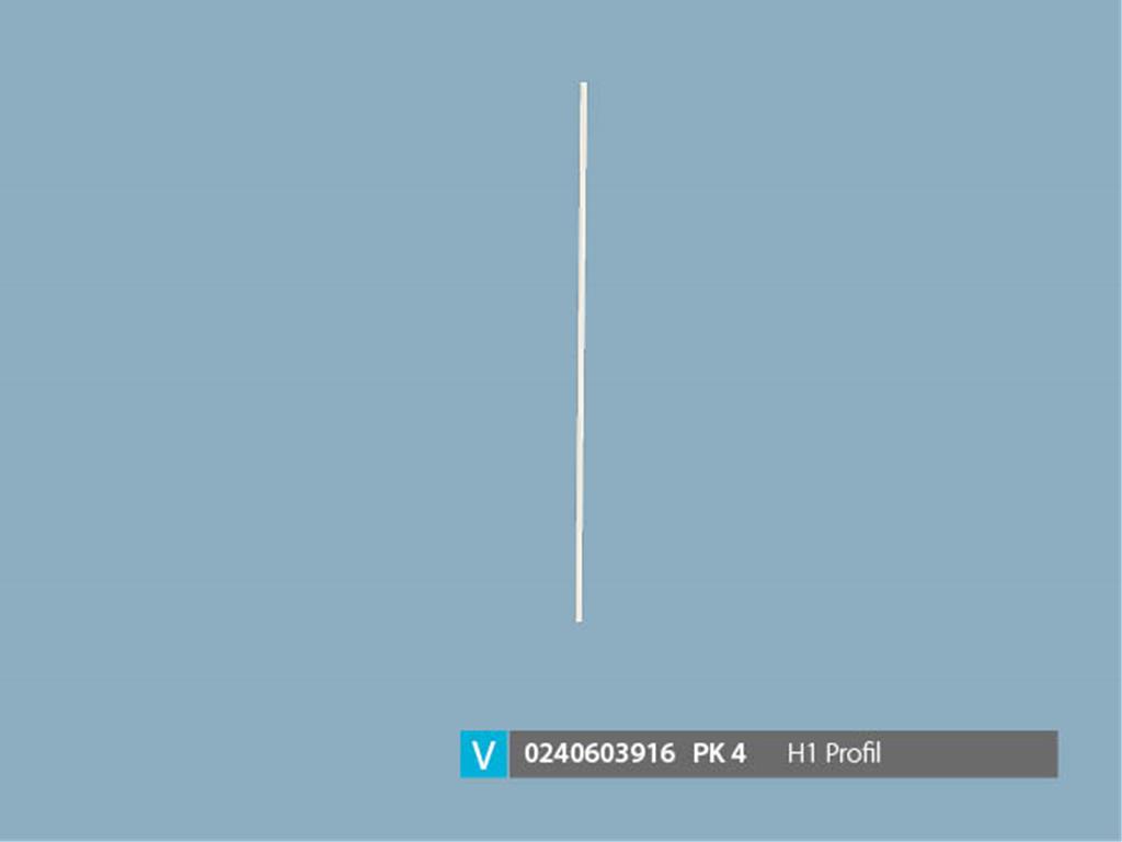 0240603916, PVC H1 PROFİL 8MM RALL 9003-1830MM